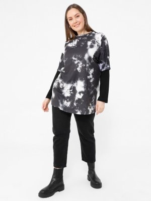 Siyah Batik Büyük Beden Garnili Tunik Siyah Batik Büyük Beden Garnili Tunik