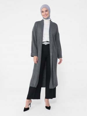 Antrasit Uzun Triko Hırka