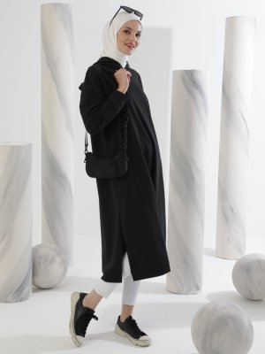 Siyah Kapüşonlu Sweatshirt Siyah Kapüşonlu Sweatshirt