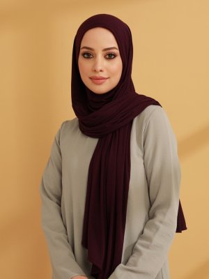 Mürdüm Boyunluklu Pratik Penye Şal Mürdüm Boyunluklu Pratik Penye Şal