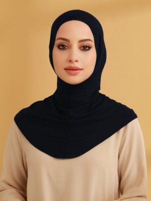 Lacivert Pratik Jersey Hazır Türban