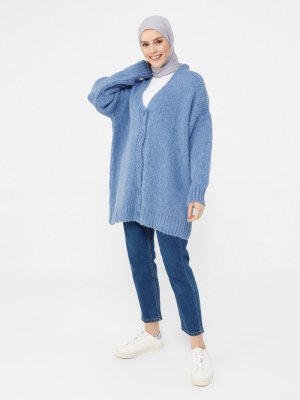 Mavi Düğmeli Triko Hırka Mavi Düğmeli Triko Hırka