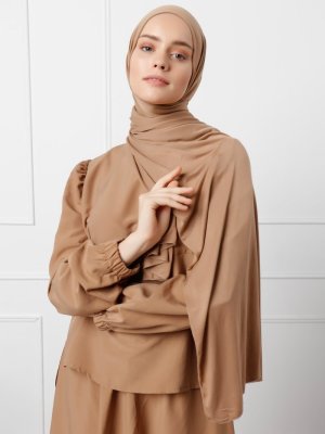 Kahve Merserize Penye Şal