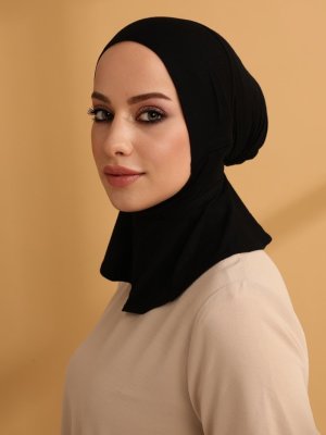 Siyah Bağcıklı Boyunluklu Hazır Bone Siyah Bağcıklı Boyunluklu Hazır Bone