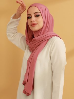 Gül Kurusu Boyunluklu Pratik Penye Şal Gül Kurusu Boyunluklu Pratik Penye Şal