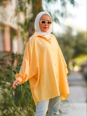 Hardal Yarasa Kol Salaş Gömlek Tunik Hardal Yarasa Kol Salaş Gömlek Tunik