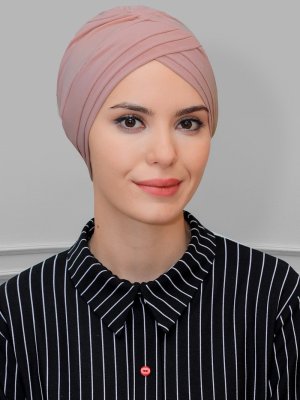 Pudra Hazır Geçmeli Sandy Kumaş Üç Çapraz Bone