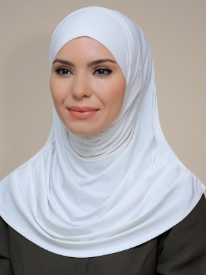 Krem Pratik Hazır Geçmeli Sandy Kumaş Kendinden Boneli Eşarp