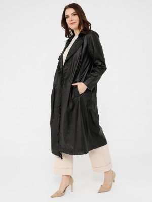 Siyah Büyük Beden Kuşaklı Püskül Detaylı Kap