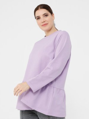 Toz Lila Büyük Beden Eteği Volanlı Tunik