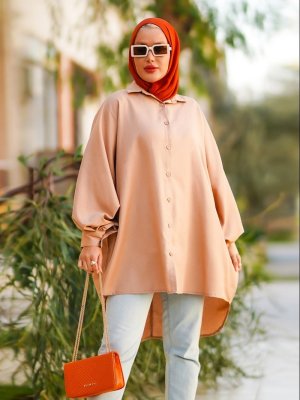 Vizon Yarasa Kol Salaş Gömlek Tunik Vizon Yarasa Kol Salaş Gömlek Tunik