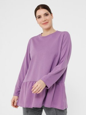 Lila Büyük Beden Eteği Volanlı Tunik