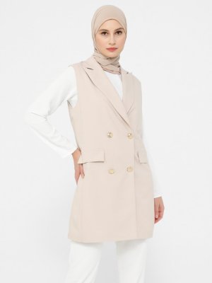 Taş Düğme Detaylı Şık Yelek