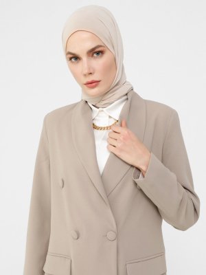 Açık Vizon Cep Detaylı Blazer Ceket Açık Vizon Cep Detaylı Blazer Ceket