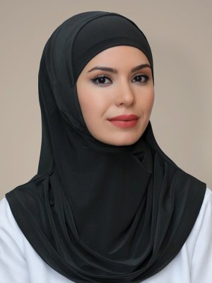 Antrasit Pratik Hazır Geçmeli Sandy Kumaş Kendinden Boneli Eşarp