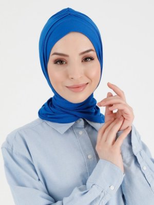 Pileli İsra Düz Hazır Türban Saks