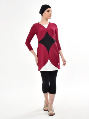 Bordo Yarım Kapalı Mayo