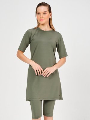 Haki Basic Yarım Kol Yarı Kapalı Mayo Haki Basic Yarım Kol Yarı Kapalı Mayo