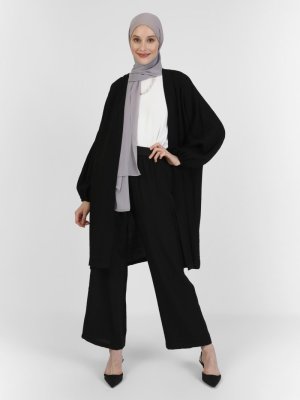 Siyah Kimono & Pantolon Takım Siyah Kimono & Pantolon Takım