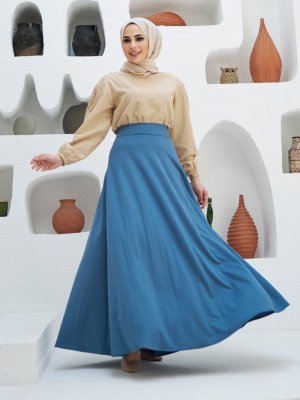 İndigo Kloş Etek