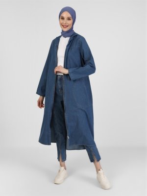 Doğal Kumaşlı Fermuar Detaylı Denim Kot Kap İndigo Doğal Kumaşlı Fermuar Detaylı Denim Kot Kap İndigo