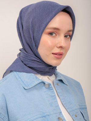 Mavi Pamuk Eşarp