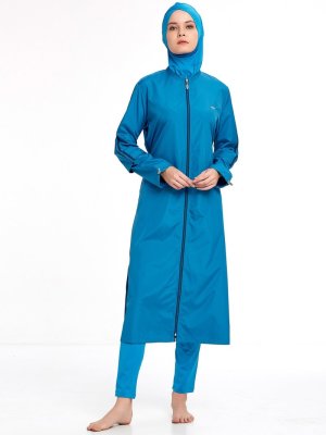 Açık Lacivert Tam Kapalı Mayo