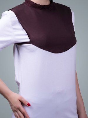 Boyunluk Viskon Kumaş Yaka Dantelli Kahve