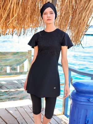 Siyah Yarım Kapalı Mayo