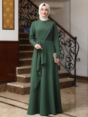 Haki Manolya Abiye Elbise Haki Manolya Abiye Elbise