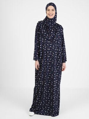 Lacivert Çiçekli Namaz Elbisesi Lacivert Çiçekli Namaz Elbisesi