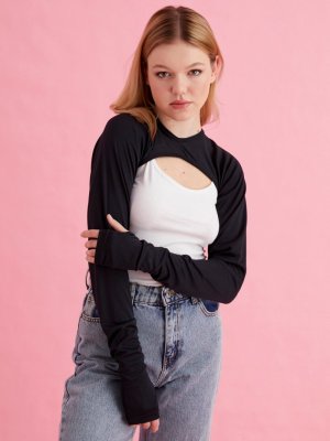 Siyah Sıfır Yaka Pamaklı Boyunluk