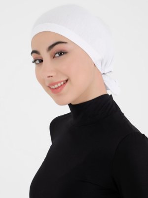 Beyaz Likralı Bağlamalı Bone Beyaz Likralı Bağlamalı Bone