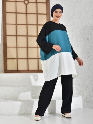 Tunik & Pantolon İkili Takım Siyah Yeşil