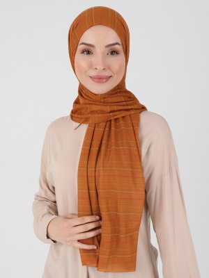 Bakır Vsc Jakarlı Çizgili Şal