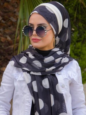 Siyah Puanlı Biritli Hazır Şal