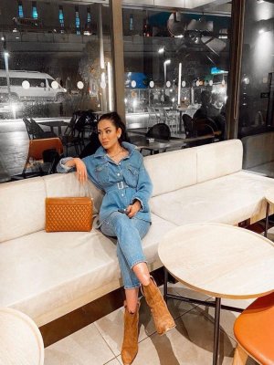 Kemerli Kot Ceket Mavi