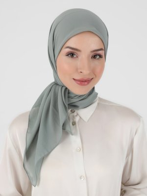 Su Yeşili Düz Renkli Şifon Eşarp