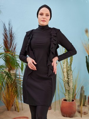 Siyah Tam Kapalı Mayo