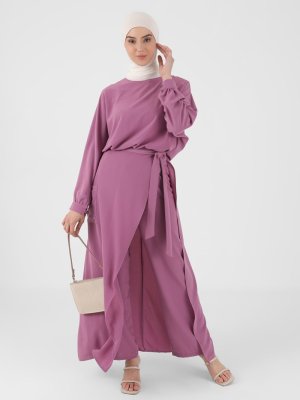 Lila Katre Tunik & Pantolon İkili Takım