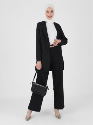 Siyah Astarlı Cep Detaylı Blazer Ceket Siyah Astarlı Cep Detaylı Blazer Ceket