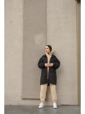 Siyah Torba Cep Oversize Ceket