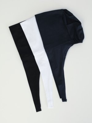 3'lü Bağcıklı Bone Siyah Beyaz Lacivert