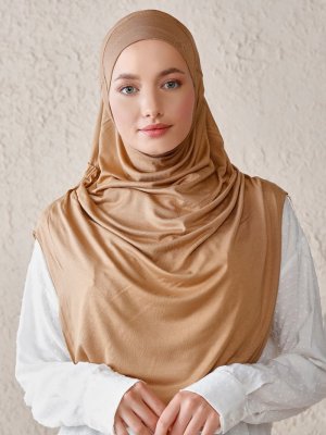 Kahverengi Uzun Pileli Hazır Türban Kahverengi Uzun Pileli Hazır Türban