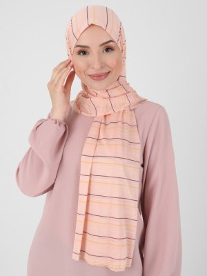 Somon Vsc Jakarlı Çizgili Şal Somon Vsc Jakarlı Çizgili Şal