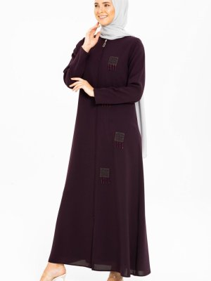 Mürdüm Payet Ve Boncuk Detaylı Ferace