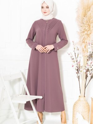 Kapuçino Nervür Yakalı Ferace