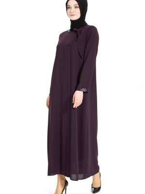 Mürdüm Zincir Aksesuar Detaylı Ferace