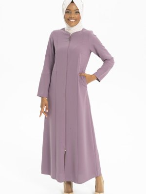 Lila Baskı Detaylı Spor Ferace