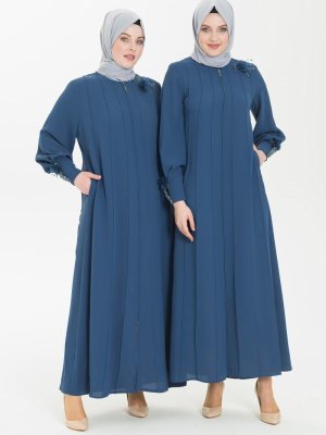 İndigo Şık Aksesuarlı Ferace İndigo Şık Aksesuarlı Ferace
